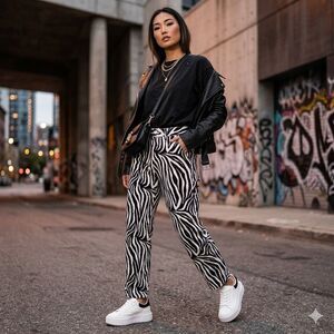 BDG Urban Outfitters Zebra Print Carpenter Pants Size 26 Black White Y2K Streetw